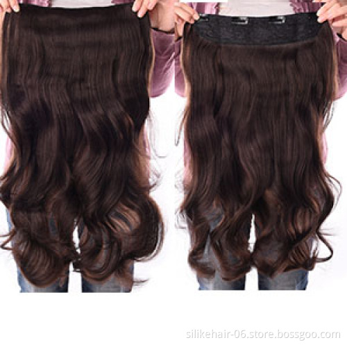 4 Clips One Piece 19 Colors Available 190g 24 Inches Stretched Body Wavy Clip In Synthetic Hair Extensions Heat Resistant Fiber